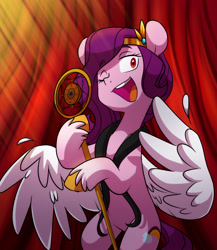 Size: 1600x1841 | Tagged: safe, artist:chub-wub, character:pipp petals, species:pegasus, species:pony, g5, circlet, curtains, cutie mark, microphone, pipp wings, singing, solo