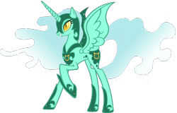 Size: 1600x1024 | Tagged: dead source, safe, artist:doctorxfizzle, character:lyra heartstrings, character:nightmare moon, character:princess luna, species:alicorn, species:pony, g4, race swap, recolor, simple background, solo, transparent background