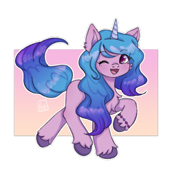 Size: 1000x1000 | Tagged: safe, artist:heliumcircus, character:izzy moonbow, species:pony, species:unicorn, g5, bracelet, chest fluff, ear fluff, gradient hair, solo, unshorn fetlocks