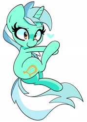 Size: 1589x2235 | Tagged: safe, artist:kindakismet, character:lyra heartstrings, species:pony, species:unicorn, g4, heart, simple background, smiling, solo, white background