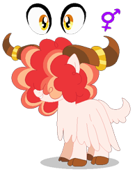 Size: 432x556 | Tagged: safe, artist:mainii-chan, artist:selenaede, oc, parent:pinkie pie, parent:prince rutherford, parents:pinkieford, species:pony, species:yak, g4, adoptable, ambiguous gender, intersex, interspecies offspring, offspring, simple background, solo, transparent background