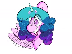 Size: 2048x1536 | Tagged: safe, artist:trixhorsart1, character:izzy moonbow, species:pony, species:unicorn, g5, bust, gradient hair, motion lines, solo, waving