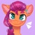 Size: 775x775 | Tagged: safe, artist:duskinova, character:sunny starscout, species:earth pony, species:pony, g5, blushing, braid, bust, ear fluff, smiling, solo, sparkles, sunnybetes