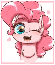 Size: 958x1142 | Tagged: safe, artist:phoenixrk49, character:pinkie pie, species:earth pony, species:pony, g4, chibi, cute, diapinkes, female, one eye closed, solo, wink