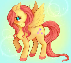 Size: 1280x1126 | Tagged: safe, artist:lunaesii, character:fluttershy, species:pegasus, species:pony, g4, anime style, cute, female, shyabetes, solo