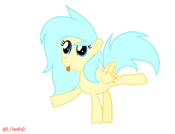 Size: 1090x837 | Tagged: safe, artist:s-class-destroyer, oc, oc only, oc:aqua everglow, species:pegasus, species:pony, g4, blep, female, pegasus oc, raised hoof, raised tail, simple background, solo, solo female, tongue out, vector, white background