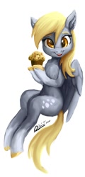 Size: 1080x2250 | Tagged: safe, artist:raphaeldavid, character:derpy hooves, species:pegasus, species:pony, g4, cute, food, looking at you, muffin
