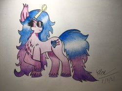 Size: 2048x1536 | Tagged: safe, artist:laylahorizonsfm, character:izzy moonbow, species:pony, species:unicorn, g5, chest fluff, childproof horn, gradient hair, solo, tennis ball, traditional art, unshorn fetlocks