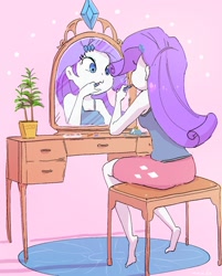 Size: 1278x1590 | Tagged: safe, artist:nendo, character:rarity, species:eqg human, g4, lipstick, makeup, mirror, owo