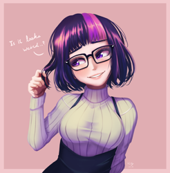 Size: 984x1000 | Tagged: safe, artist:the-park, character:twilight sparkle, character:twilight sparkle (scitwi), species:eqg human, g4, short hair, simple background, solo