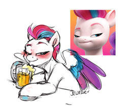 Size: 819x681 | Tagged: safe, artist:jewellier, character:zipp storm, species:pegasus, species:pony, g5, alcohol, beer, bust, drink, solo