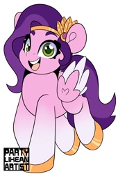 Size: 816x1200 | Tagged: safe, artist:partylikeanartist, character:pipp petals, species:pegasus, species:pony, g5, circlet, coat markings, colored wingtips, happy, multicolored wings, socks (coat marking), solo, wings