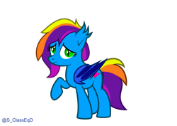 Size: 1090x771 | Tagged: safe, artist:s-class-destroyer, oc, oc:elyssiánne, species:bat pony, species:pony, g4, digital art, female, looking at you, raised hoof, simple background, smiling, smiling at you, solo, solo female, transparent background, vector