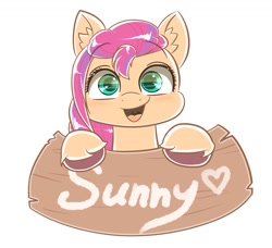 Size: 1200x1093 | Tagged: safe, artist:phoenixrk49, character:sunny starscout, species:earth pony, species:pony, g5, bust, cute, ear fluff, sign, solo, sunnybetes, text, unshorn fetlocks