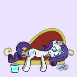 Size: 1280x1280 | Tagged: safe, artist:charleyhorsey, character:rarity, species:pony, species:unicorn, g4, cellphone, comfort eating, couch, fainting couch, food, ice cream, magic, magic aura, makeup, phone, running makeup, solo