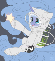 Size: 1280x1405 | Tagged: safe, artist:radioaxi, character:princess luna, species:alicorn, species:pony, g4, clothing, cute, helmet, lunabetes, ponies in space, solo, space, space suit