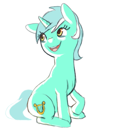 Size: 1280x1280 | Tagged: safe, artist:cuttlefishart, character:lyra heartstrings, species:pony, species:unicorn, g4, simple background, sitting, smiling, solo, transparent background