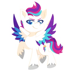 Size: 900x900 | Tagged: safe, artist:sharmie, character:zipp storm, species:pegasus, species:pony, g5, colored wings, cool, cutie mark, smug, solo, unshorn fetlocks, wings