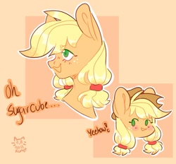 Size: 1200x1113 | Tagged: safe, artist:nullkunst, character:applejack, species:earth pony, species:pony, g4, bust, colored pupils, cute, dialogue, female, jackabetes, mare, open mouth, pigtails, portrait, profile, solo, three quarter view