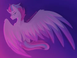 Size: 1200x900 | Tagged: safe, artist:valeramoongod, character:zipp storm, species:pegasus, species:pony, g5, colored wingtips, looking back, multicolored wings, sitting, solo, wings