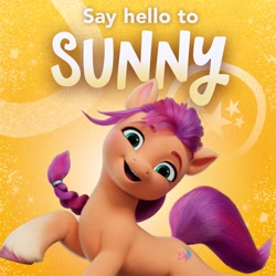 Size: 1080x1080 | Tagged: safe, official, character:sunny starscout, species:earth pony, species:pony, g5, female, looking at you, open mouth, smiling, smiling at you, solo
