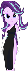 Size: 751x1892 | Tagged: safe, artist:edy_january, edit, character:starlight glimmer, species:eqg human, g4, my little pony:equestria girls, adorasexy, black dress, clothing, cute, digital art, dress, evening gloves, gloves, hardbass, long gloves, one shoulder, party, sexy, side slit, simple background, sleeveless, solo, transparent background, vector, vector edit