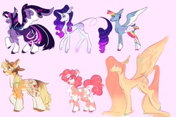 Size: 3150x2100 | Tagged: safe, artist:pegalsus, character:applejack, character:fluttershy, character:pinkie pie, character:rainbow dash, character:rarity, character:twilight sparkle, character:twilight sparkle (alicorn), species:alicorn, species:earth pony, species:pegasus, species:pony, species:unicorn, g4, alternate design, alternate hairstyle, female, redesign