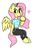 Size: 554x811 | Tagged: safe, artist:charleyhorsey, manebooru original, character:fluttershy, species:anthro, species:pegasus, species:pony, species:unguligrade anthro, g4, arm hooves, blushing, bracelet, clothing, ear piercing, female, freckles, jeans, jewelry, pansexual pride flag, pants, piercing, pride, pride flag, punk, semi-anthro, shirt, simple background, solo, t-shirt, wings