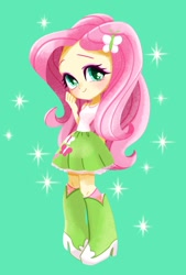 Size: 809x1200 | Tagged: safe, artist:binco_293, character:fluttershy, species:eqg human, g4, hairpin, solo, sparkles
