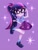 Size: 912x1200 | Tagged: safe, artist:binco_293, character:twilight sparkle, character:twilight sparkle (scitwi), species:eqg human, g4, glasses, leg in air, ponytail, solo, sparkles
