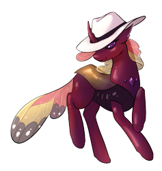 Size: 791x836 | Tagged: safe, artist:paisleyperson, oc, oc only, species:changedling, species:changeling, species:reformed changeling, g4, changedling oc, changeling oc, clothing, hat, non-pony oc, simple background, solo, transparent background