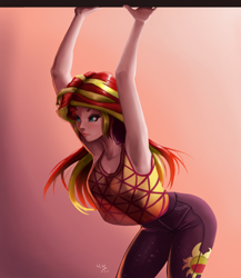 Size: 868x1000 | Tagged: safe, artist:the-park, character:sunset shimmer, species:human, g4, my little pony:equestria girls, spoiler:eqg series (season 2), armpits, female, human coloration, humanized, simple background, solo, species swap, sunset's backstage pass!