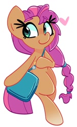 Size: 725x1200 | Tagged: safe, artist:kindakismet, character:sunny starscout, species:earth pony, species:pony, g5, bag, braid, cute, heart, solo, sunnybetes