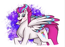 Size: 1200x859 | Tagged: safe, artist:bpinksavage, character:zipp storm, species:pegasus, species:pony, g5, colored wingtips, cutie mark, multicolored wings, solo, wings
