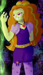 Size: 1131x1947 | Tagged: safe, artist:moonlightrift, character:adagio dazzle, species:human, g4, my little pony:equestria girls, eqeuestria girls, evil, evil grin, jewelry, magic, necklace