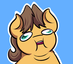 Size: 500x439 | Tagged: safe, artist:nekocrispy, character:caramel, species:earth pony, species:pony, g4, bust, male, open mouth, solo, squished, stallion