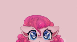 Size: 1207x662 | Tagged: safe, character:pinkie pie, species:earth pony, species:pony, g4, bust, cute, diapinkes, floppy ears, peeking, solo