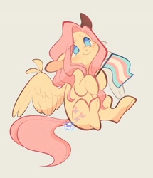 Size: 1033x1200 | Tagged: safe, artist:leapinglambs, manebooru spotlight, character:fluttershy, species:pegasus, species:pony, g4, cute, shyabetes, solo, transgender pride flag
