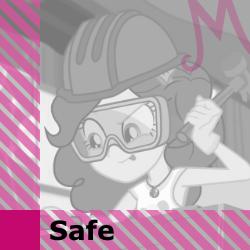 Size: 250x250 | Tagged: safe, artist:charleyhorsey, character:pinkie pie, species:eqg human, g4, my little pony:equestria girls, clothing, hammer, hard hat, hat, official spoiler image, safety goggles