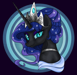Size: 1053x1024 | Tagged: safe, artist:eriarte, character:nightmare moon, character:princess luna, species:alicorn, species:pony, g4, bust, female, nicemare moon, solo, tumblr:ask queen moon