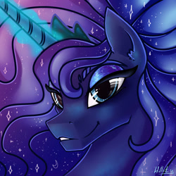 Size: 1280x1280 | Tagged: safe, artist:hilloty, character:princess luna, species:alicorn, species:pony, g4, bust, portrait, solo