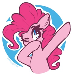 Size: 1140x1200 | Tagged: safe, artist:graphene, character:pinkie pie, species:earth pony, species:pony, g4, bust, dab, solo