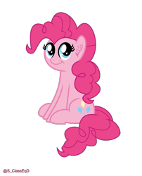 Size: 1035x1284 | Tagged: safe, artist:s-class-destroyer, character:pinkie pie, species:earth pony, species:pony, g4, digital art, ear fluff, female, looking at you, simple background, sitting, smiling, smiling at you, solo, solo female, transparent background, vector