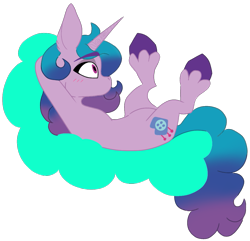 Size: 1105x1064 | Tagged: safe, artist:silkscribbles, character:izzy moonbow, species:pony, species:unicorn, g5, cutie mark, gradient hair, lying down, solo, unshorn fetlocks