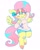 Size: 966x1218 | Tagged: safe, artist:creepincrawl, character:fluttershy, species:anthro, species:pegasus, species:pony, species:unguligrade anthro, g4, arm behind head, bandage, blushing, clothing, cloven hooves, cute, cutie mark, cutie mark on clothes, female, floppy ears, flower, hooves, lidded eyes, shorts, shyabetes, signature, simple background, smiling, solo, sweater, sweatershy, turtleneck, white background