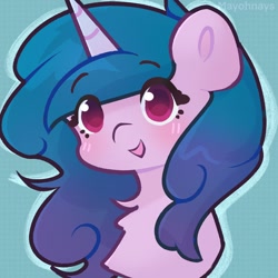Size: 1200x1200 | Tagged: safe, artist:mayohnays, character:izzy moonbow, species:pony, species:unicorn, g5, bust, chest fluff, gradient hair, solo