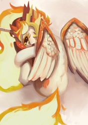 Size: 848x1200 | Tagged: safe, artist:toisablogs, character:daybreaker, character:princess celestia, species:alicorn, species:pony, g4, crying, curled up, fiery mane
