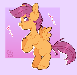 Size: 899x876 | Tagged: safe, artist:nullkunst, character:scootaloo, species:pegasus, species:pony, g4, blank flank, cute, filly, rearing, wings, young