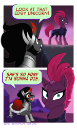 Size: 1024x1705 | Tagged: safe, artist:maybehawthorn, character:king sombra, character:tempest shadow, species:pony, species:unicorn, g4, my little pony: the movie (2017), armor, broken horn, cape, clothing, comic, confused, curved horn, cute, despicable me, dialogue, edgy, eye scar, fanboy, female, glare, gritted teeth, horn, hypocrisy, hypocritical humor, looking at you, male, mare, meme, open mouth, parody, raised eyebrow, scar, shipping, smiling, sombradorable, sombrest, speech bubble, stallion, straight, text, wat, when he smiles, wide eyes