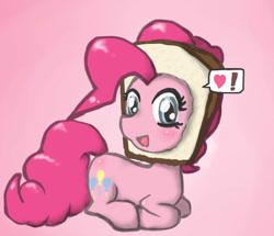 Size: 930x800 | Tagged: safe, artist:239asd, character:pinkie pie, species:earth pony, species:pony, g4, bread, bread head, breading, female, food, lying down, prone, solo